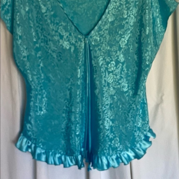 Secret Treasures Aqua Blue Silky Camisole, Floral Pattern, Size-M, Soft & Pretty - Picture 3 of 13